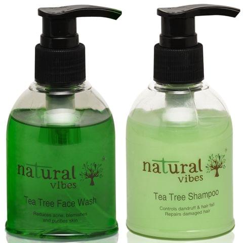 Ayurvedic Tea Tree Face Wash and Shampoo everyday treatment Combo